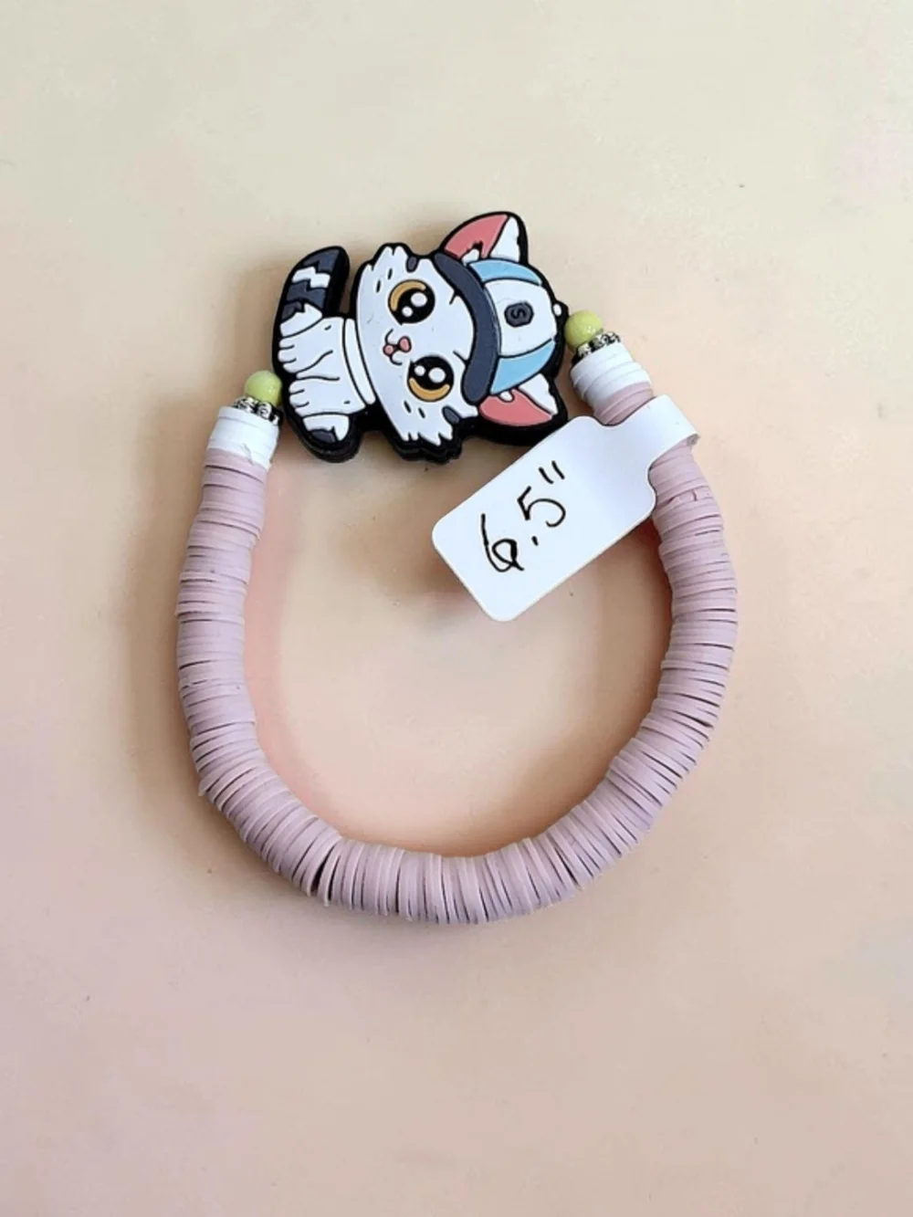 Hand Crafted Pink Kitty Charm Kids Bracelet - Picture 4 of 4